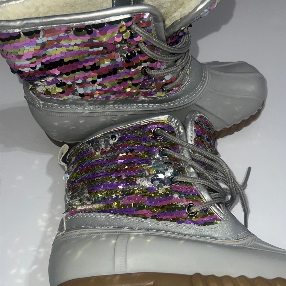 Olivia Miller Kids Sequin Rain & Snow Boots Girls size 13 - Picture 6 of 8